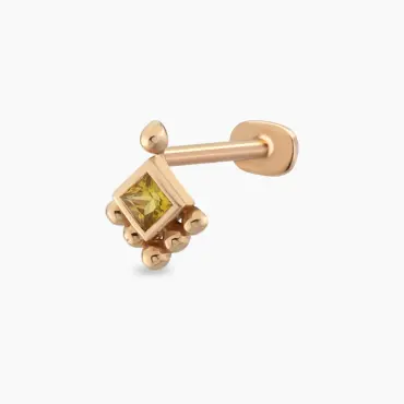 Henna Yellow Safir Taşlı Rose Altın Piercing - Nev Jewellery (1)