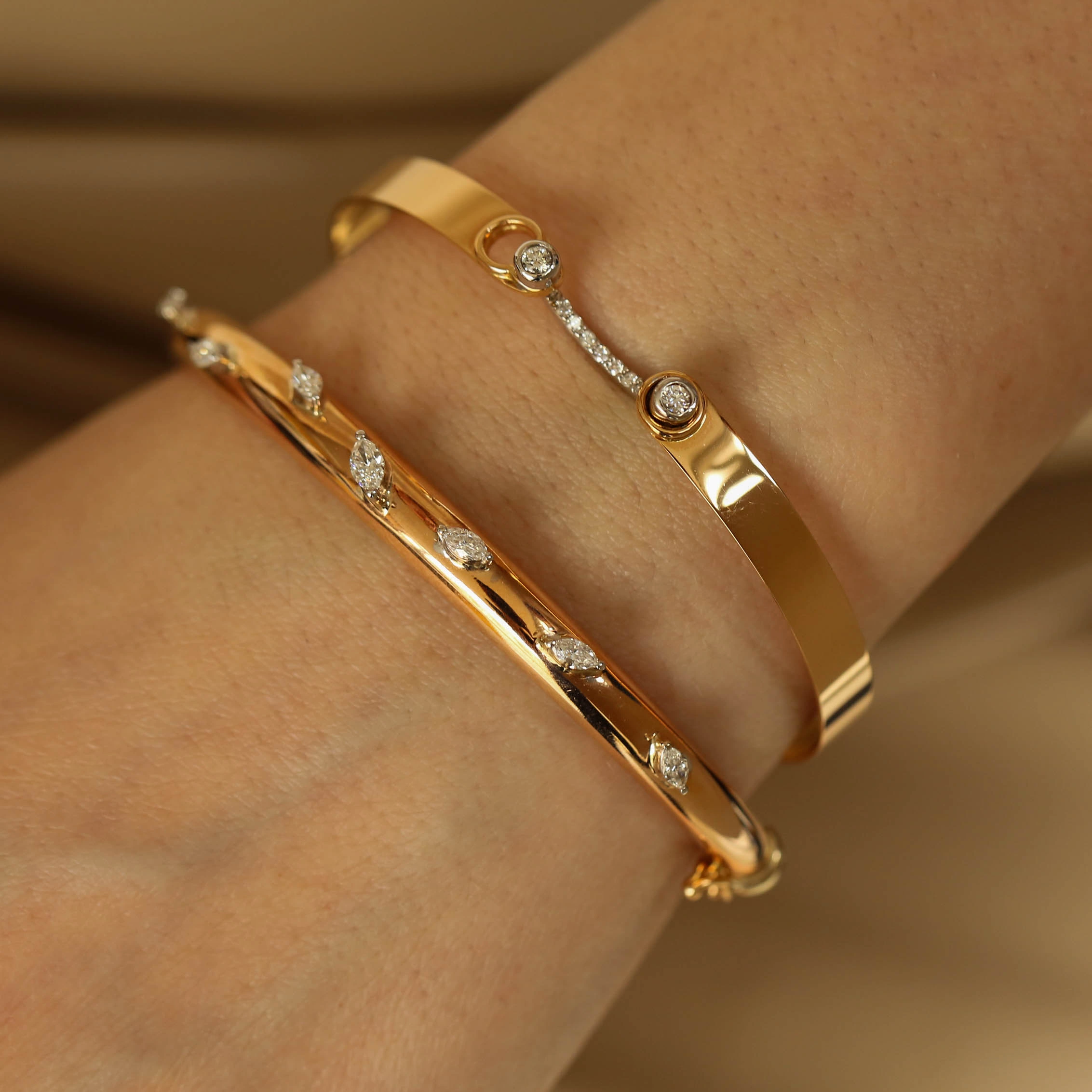 Hera 0.14 CT Pırlanta Taşlı Rose Altın Bilezik - Nev Jewellery (1)