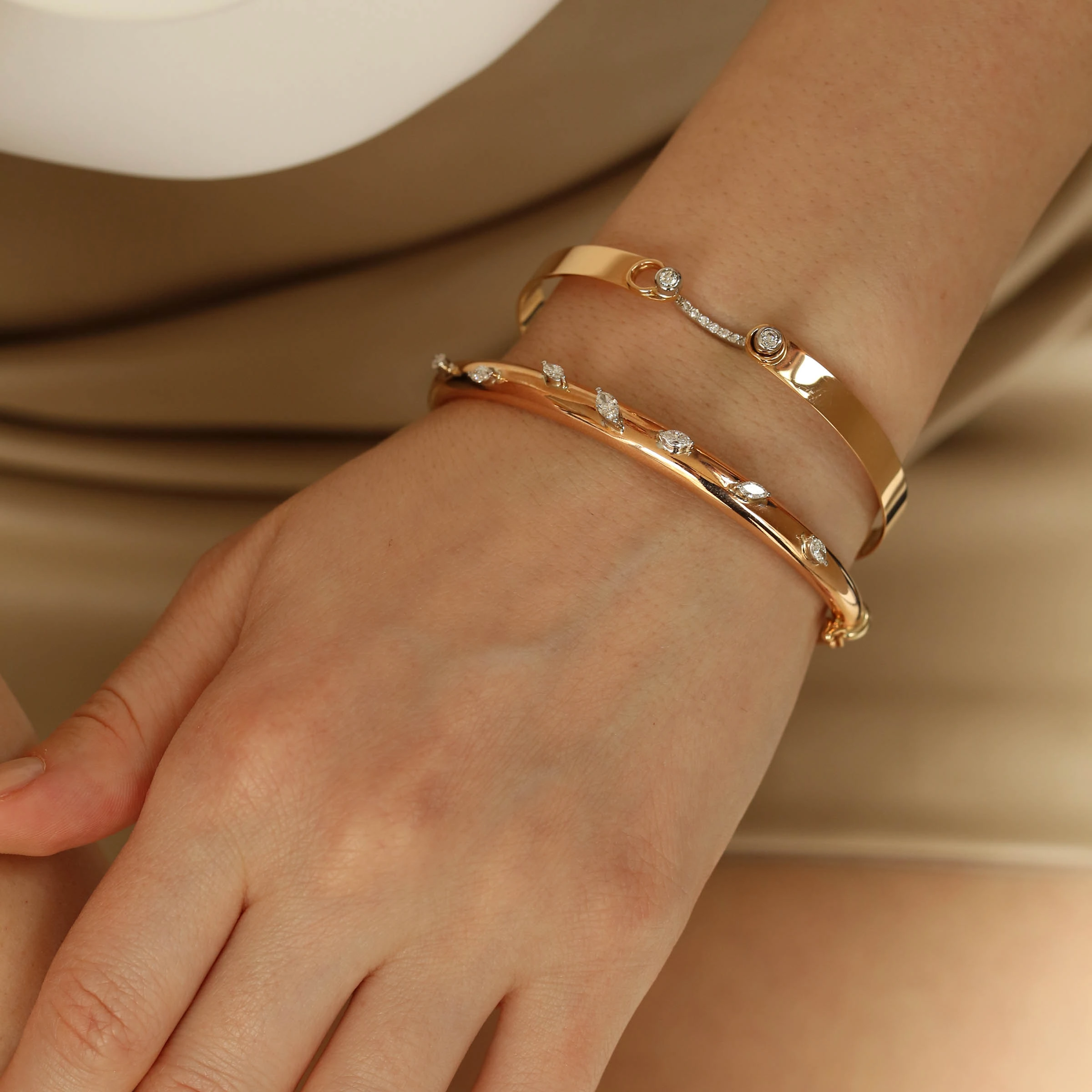 Hera 0.14 CT Pırlanta Taşlı Rose Altın Bilezik - 3