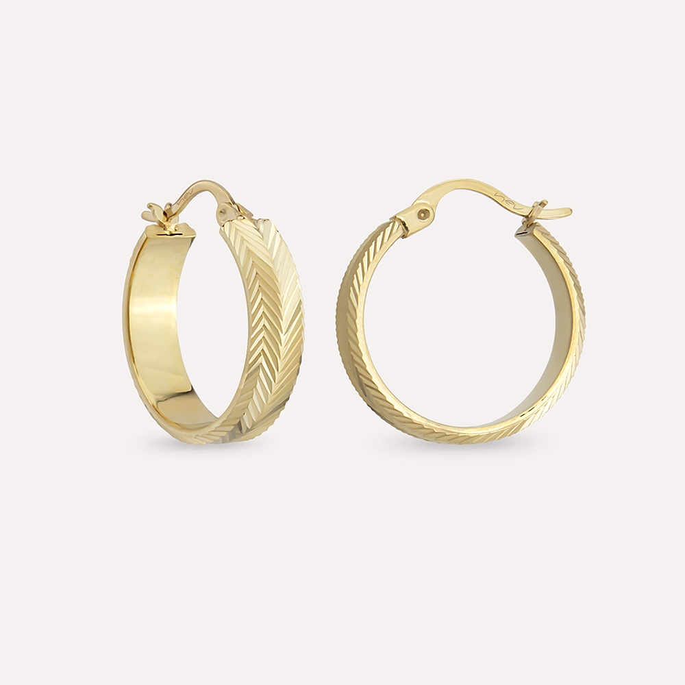 Heron Sarı Altın Halka Küpe - Nev Jewellery (1)