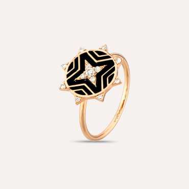 Hipernova 0.12 CT Diamond Black Enamel Ring - Nev Jewellery