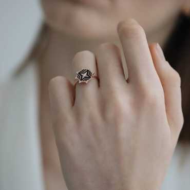 Hipernova 0.12 CT Diamond Black Enamel Ring - Nev Jewellery (1)