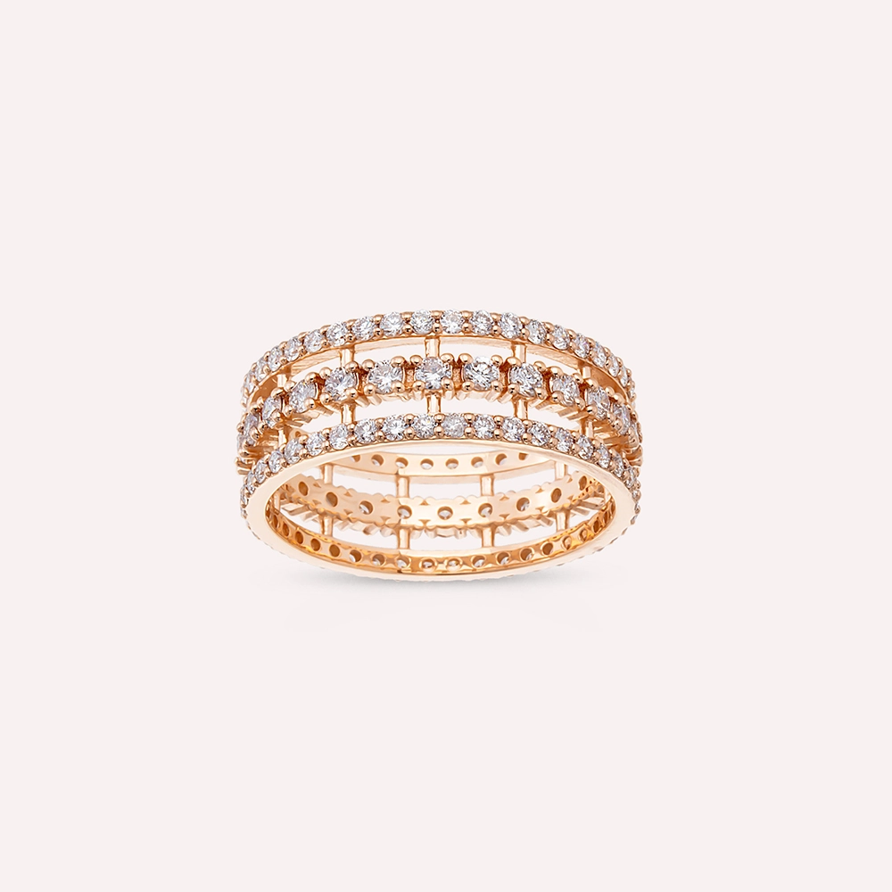 Honey 1.51 CT Pırlanta Taşlı Rose Altın Tamtur Yüzük - Nev Jewellery (1)