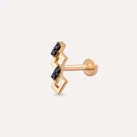 Honeycomb Black Diamond Rose Gold Piercing - 1