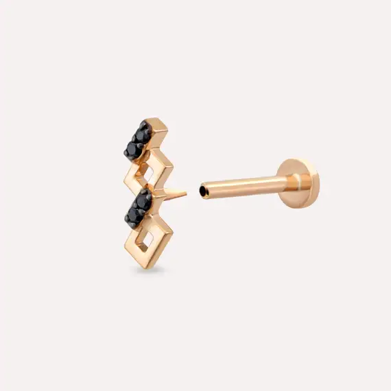 Honeycomb Black Diamond Rose Gold Piercing - 4