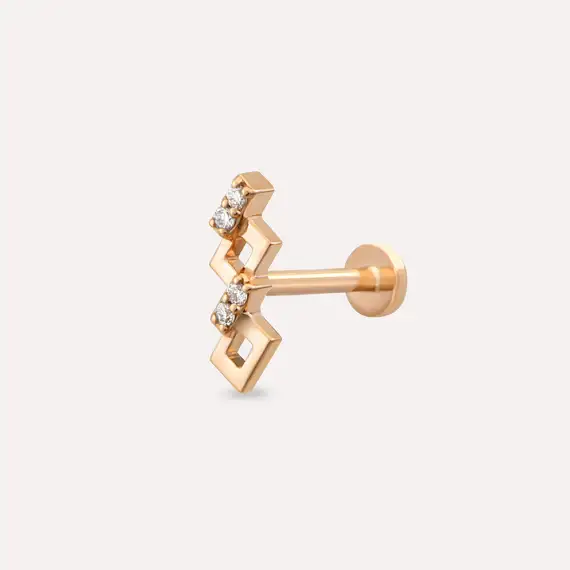 Honeycomb Diamond Rose Gold Piercing - 1