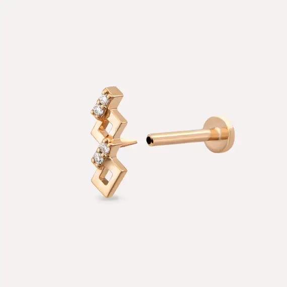 Honeycomb Diamond Rose Gold Piercing - 5