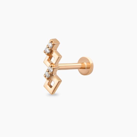 Honeycomb Diamond Rose Gold Piercing - Nev Jewellery