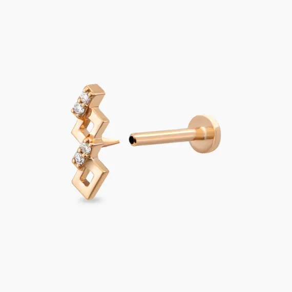 Honeycomb Diamond Rose Gold Piercing - 4