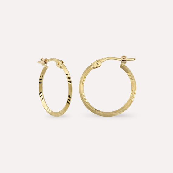 Hook Sarı Altın Halka Küpe - Nev Jewellery