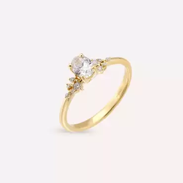 Hope 0.55 CT Oval Cut Diamond Yellow Gold Ring - Nev Jewellery (1)