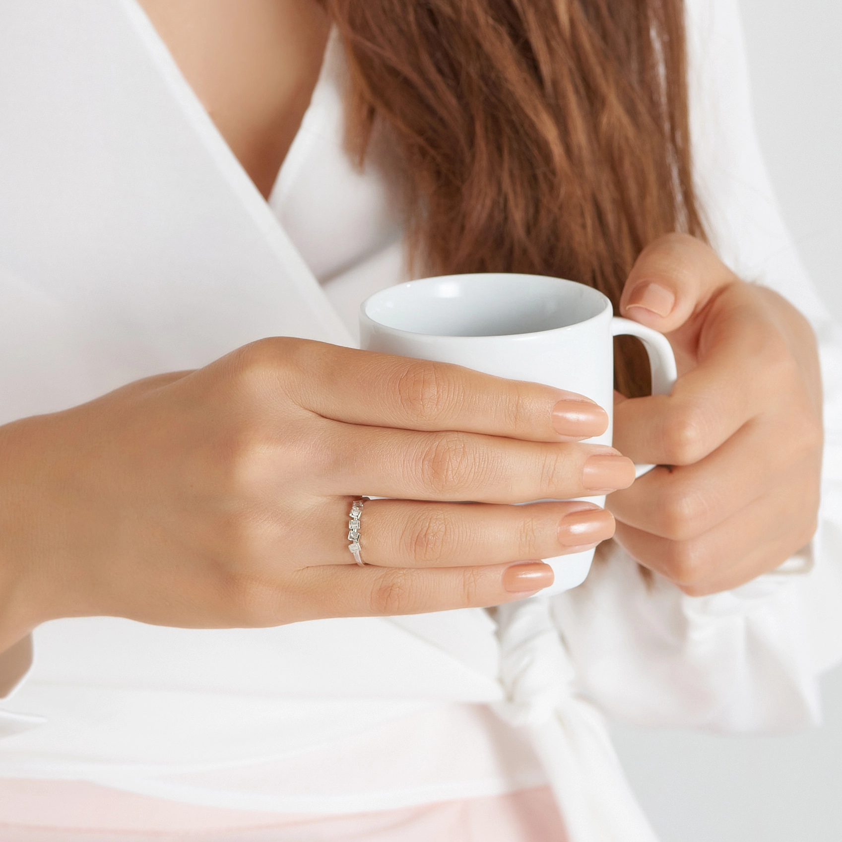 Horus 0.15 CT Baget Kesim Pırlanta Taşlı Beyaz Altın Yüzük - Nev Jewellery (1)