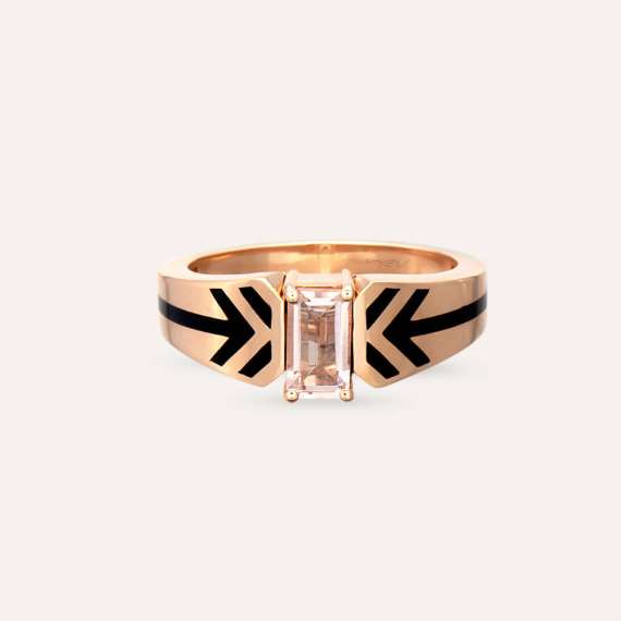 Hubblering 0.57 CT Morganite and Black Enamel Ring - 5