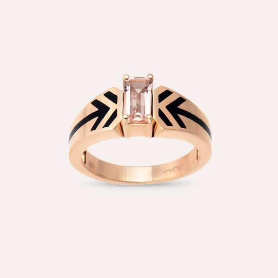 Hubblering 0.57 CT Morganite and Black Enamel Ring - 3