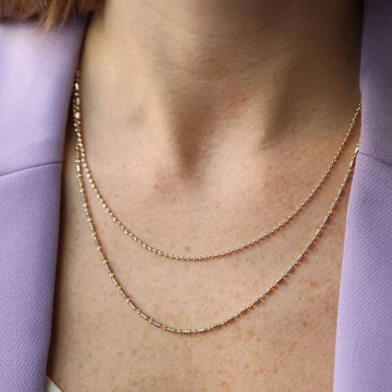 Husk Sarı ve Beyaz Altın Zincir Kolye - Nev Jewellery