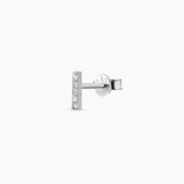 I Harf Pırlanta Taşlı Beyaz Altın Mini Tek Küpe - Nev Jewellery (1)