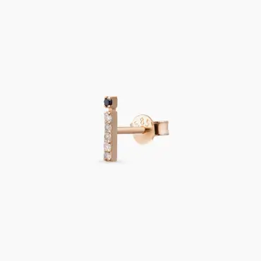 İ Harf Pırlanta Taşlı Rose Altın Mini Tek Küpe - Nev Jewellery (1)