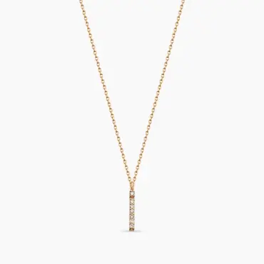 İ Harfi 0.05 CT Pırlanta Taşlı Rose Altın Kolye - Nev Jewellery (1)