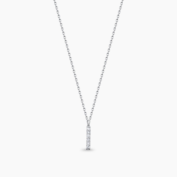 I Letter 0.04 CT Diamond White Gold Necklace - Nev Jewellery