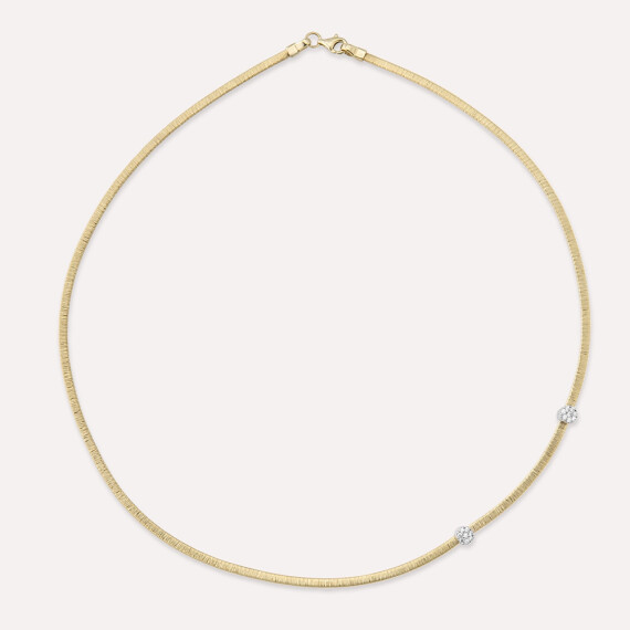 Italian Yellow Gold Stud Necklace - Nev Jewellery