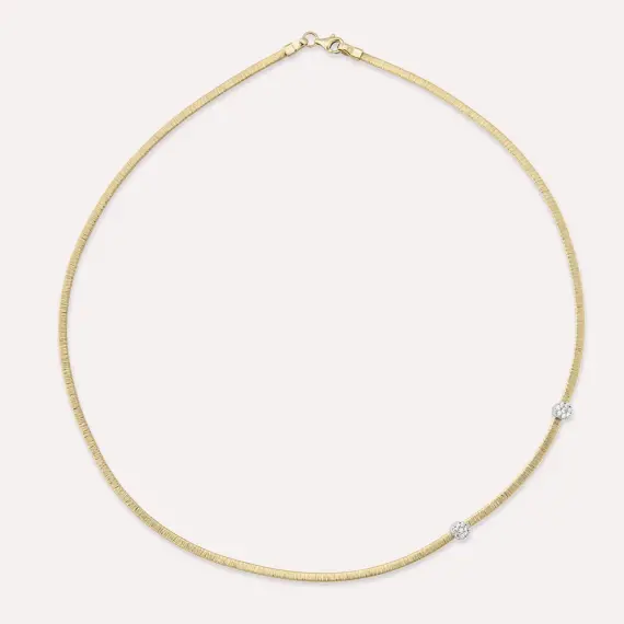 Italian Yellow Gold Stud Necklace - 1