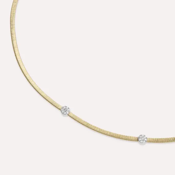 Italian Yellow Gold Stud Necklace - 3