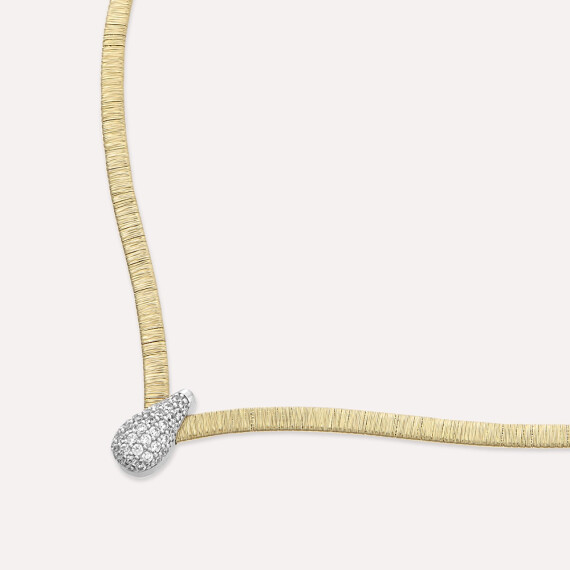 İtalyan Damla Model Taşlı Sarı Altın Kolye - Nev Jewellery