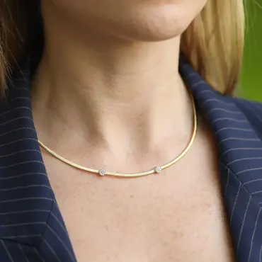 İtalyan Sarı Altın Taşlı Zımba Kolye - Nev Jewellery (1)