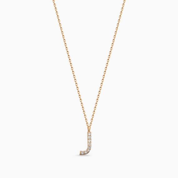 J Letter 0.05 CT Diamond Rose Gold Necklace - Nev Jewellery