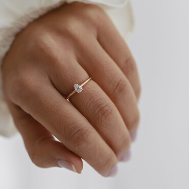Janet 0.30 CT Damla Kesim Tektaş Pırlanta Rose Altın Yüzük - Nev Jewellery