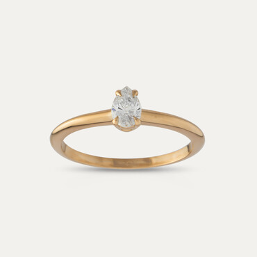 Janet 0.30 CT Damla Kesim Tektaş Pırlanta Rose Altın Yüzük - Nev Jewellery (1)