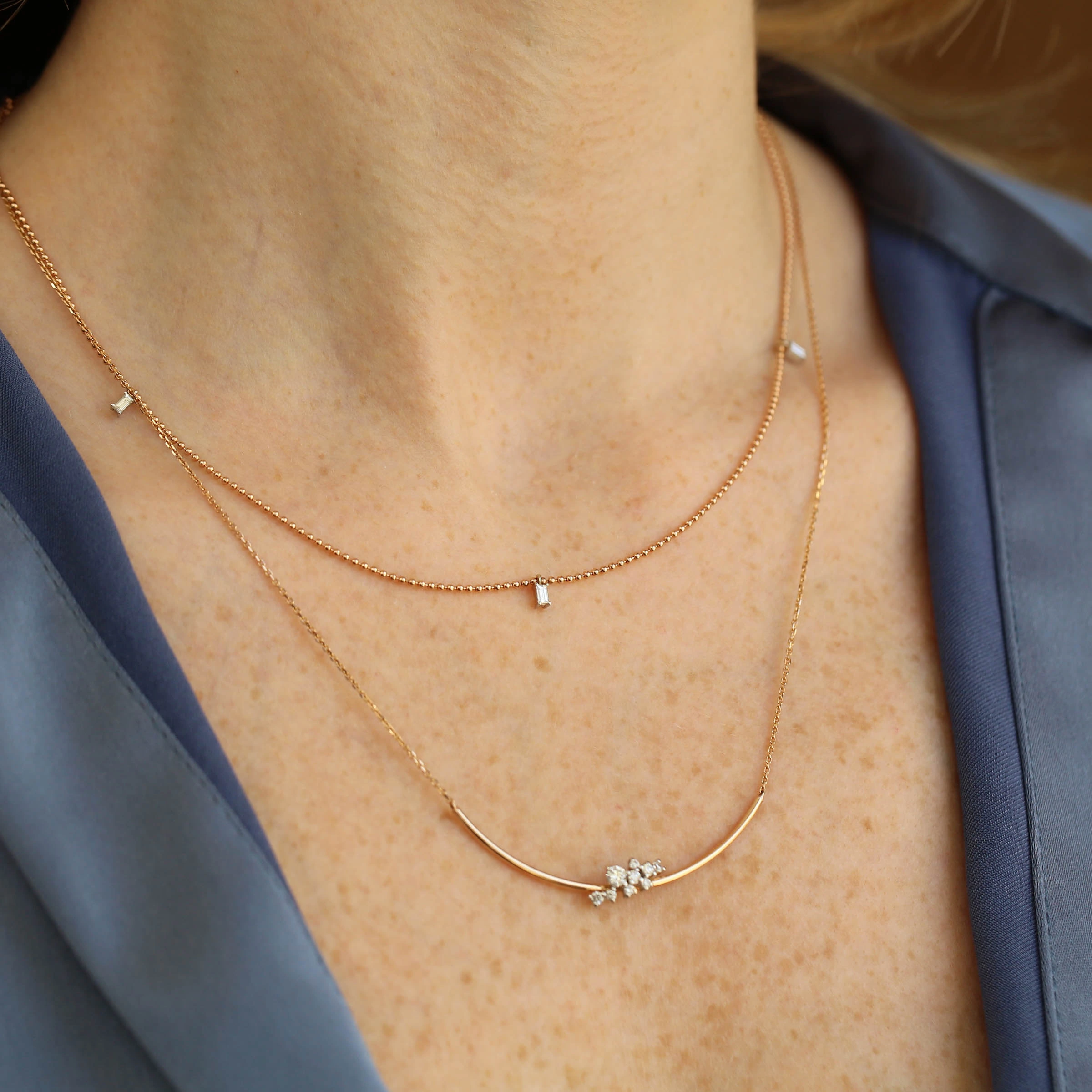 Jasmine Pırlanta Taşlı Rose Altın Kolye - Nev Jewellery (1)