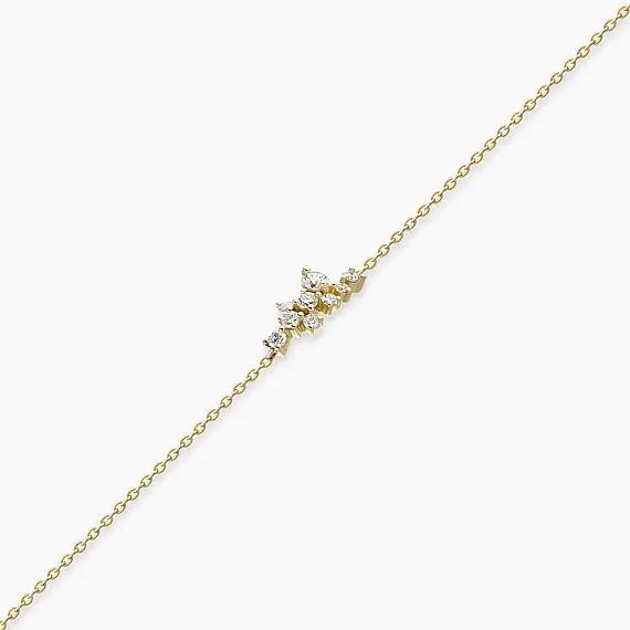 Jasmine 0.29 CT Pırlanta Taşlı Sarı Altın Bileklik - 3