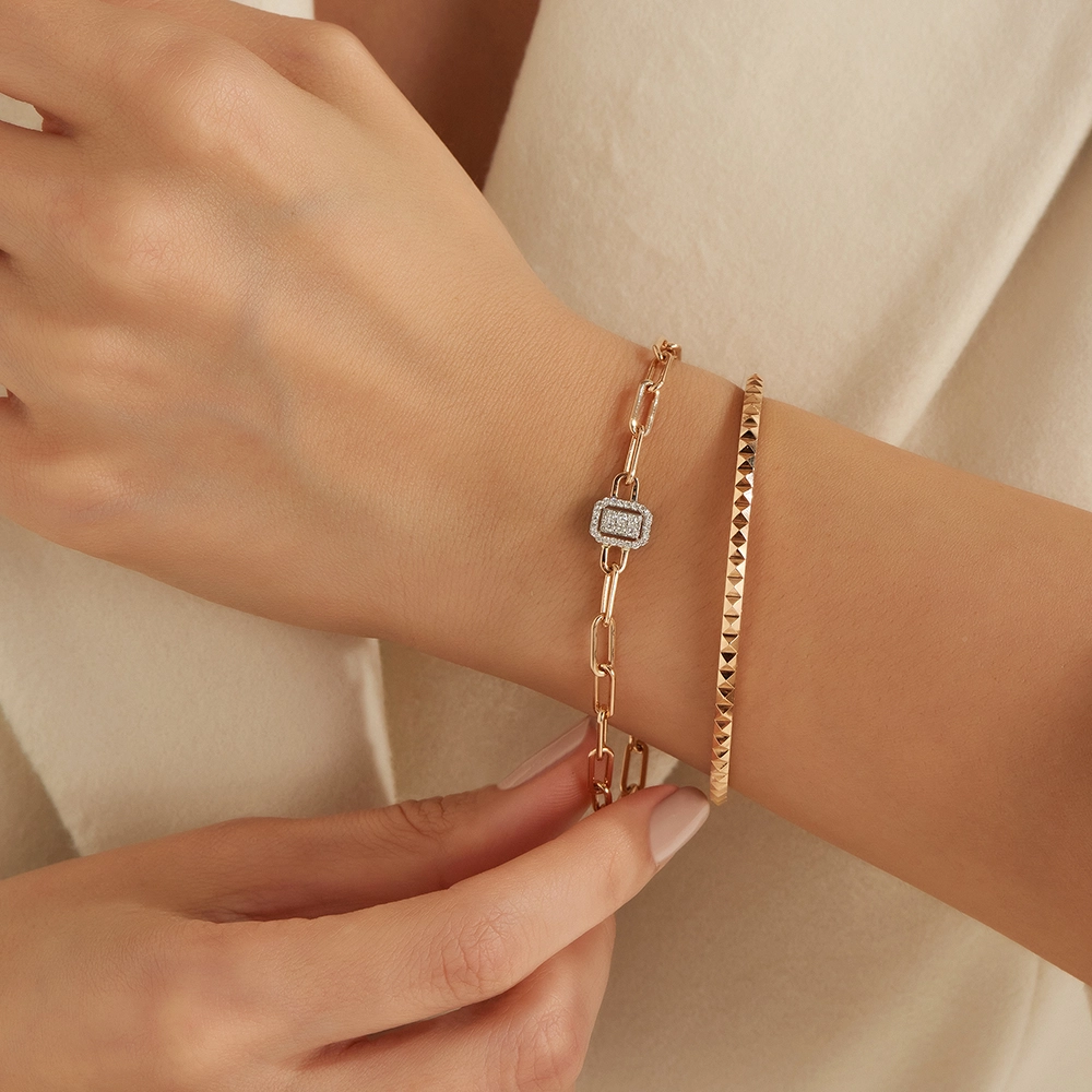 Jesse 0.21 CT Pırlanta Taşlı Rose Altın Bileklik - Nev Jewellery (1)