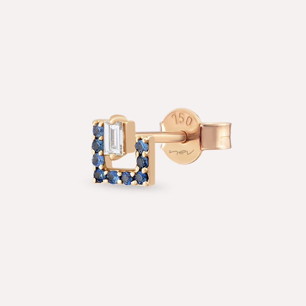 Jill Baget Pırlanta ve Multicolor Safir Taşlı Rose Altın Tek Küpe - Nev Jewellery (1)