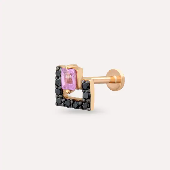 Jill Black Diamond and Pink Sapphire Rose Gold Piercing - 1