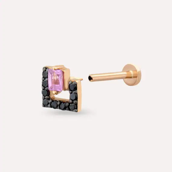 Jill Black Diamond and Pink Sapphire Rose Gold Piercing - 4