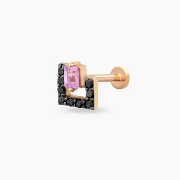 Jill Black Diamond and Pink Sapphire Rose Gold Piercing - Nev Jewellery (1)