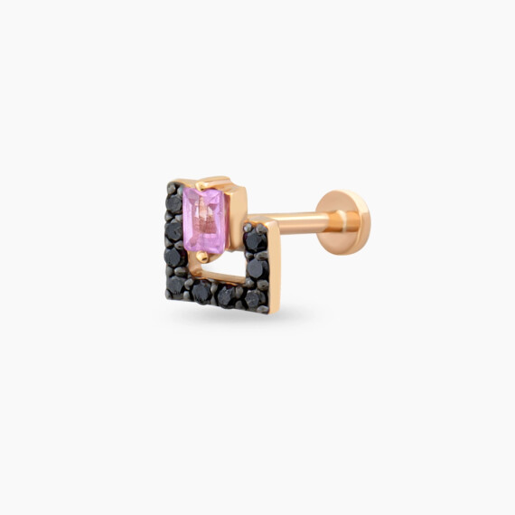 Jill Black Diamond and Pink Sapphire Rose Gold Piercing - Nev Jewellery