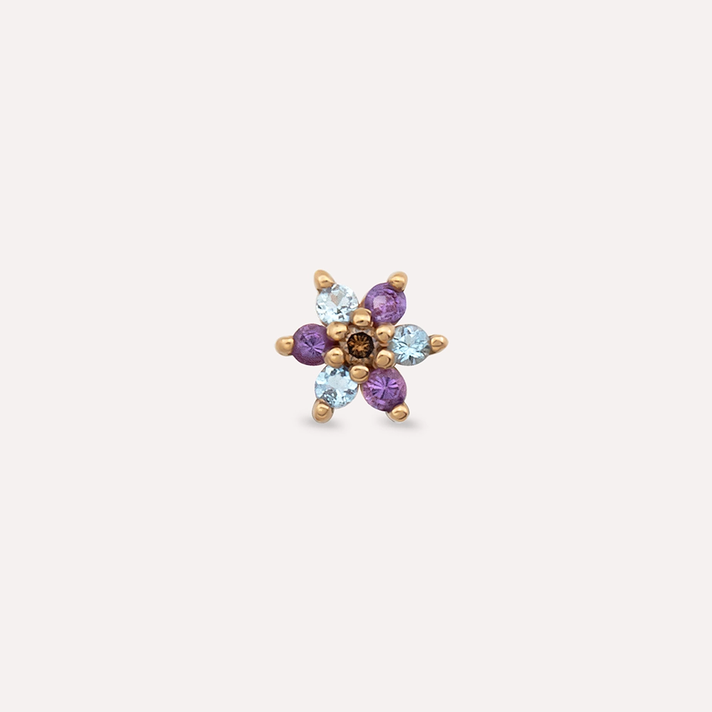 Joy Aquamarin and Amethyst Rose Gold Piercing - 3