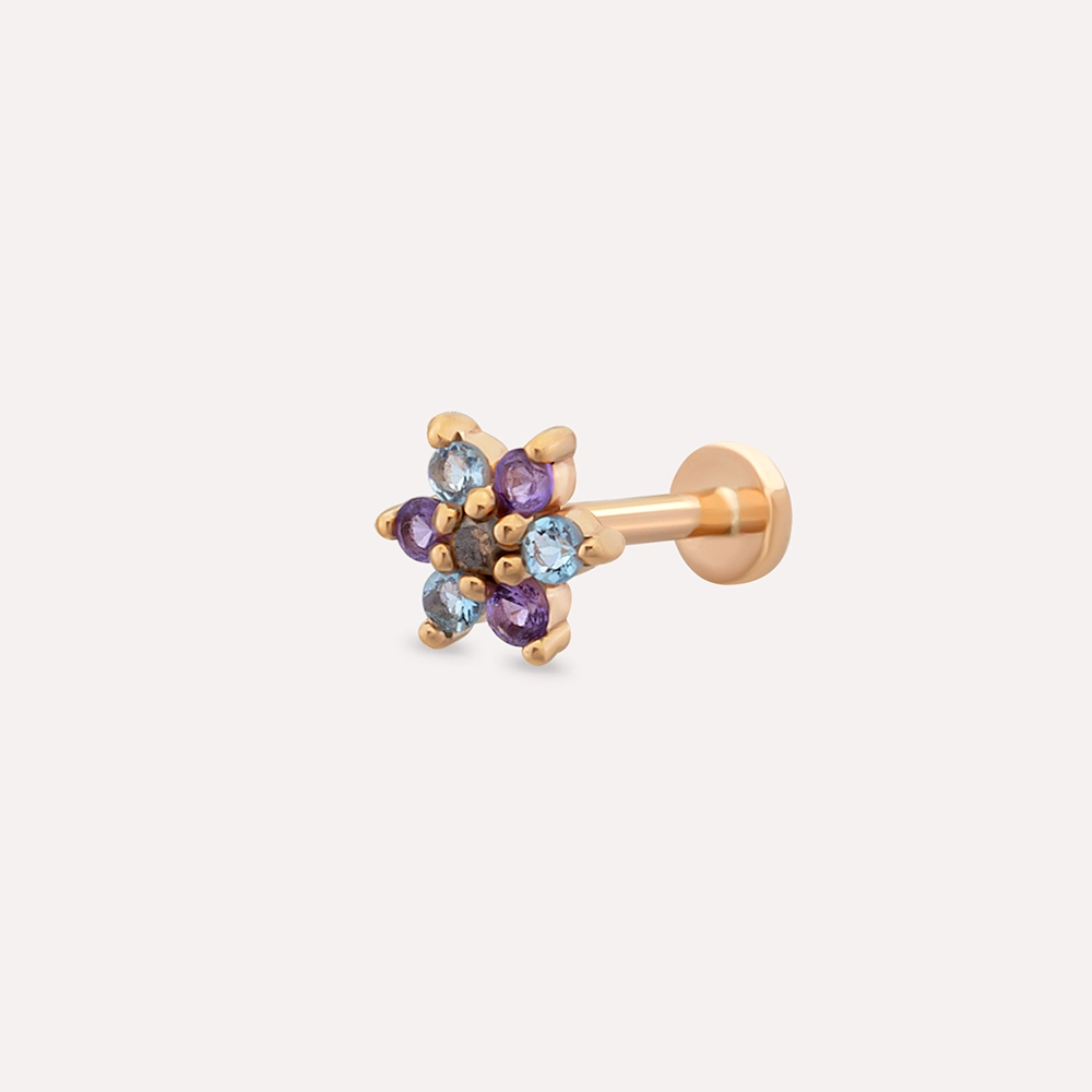 Joy Aquamarin and Amethyst Rose Gold Piercing - 1