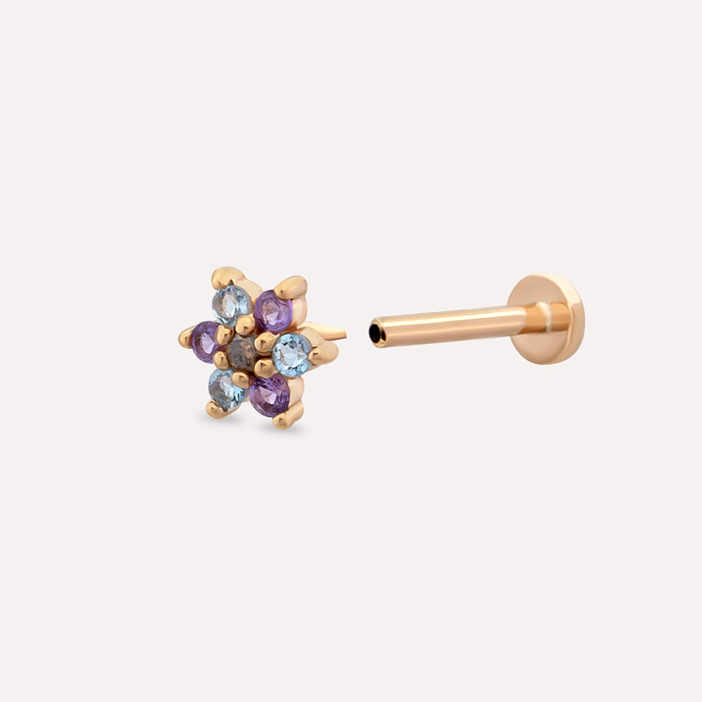 Joy Aquamarin and Amethyst Rose Gold Piercing - 4