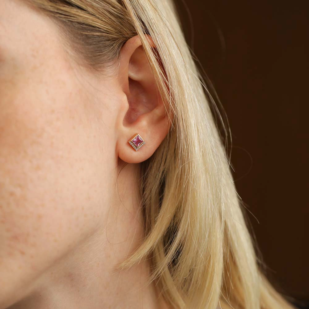 Jules 0.88 CT Pink Sapphire and Diamond Rose Gold Earring - Nev Jewellery (1)