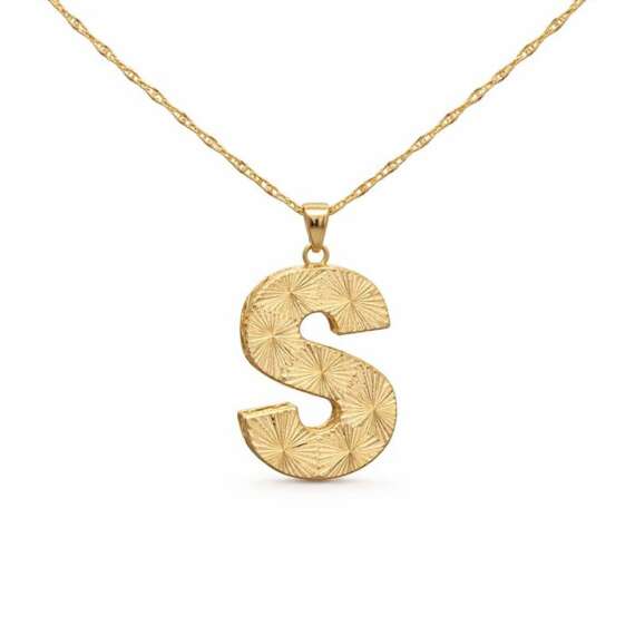 Kalemli Model Altın Harf Kolye Ucu – Büyük Boy Modern Tasarım (2,10 × 1,6 cm – 0,3 mm) - 1
