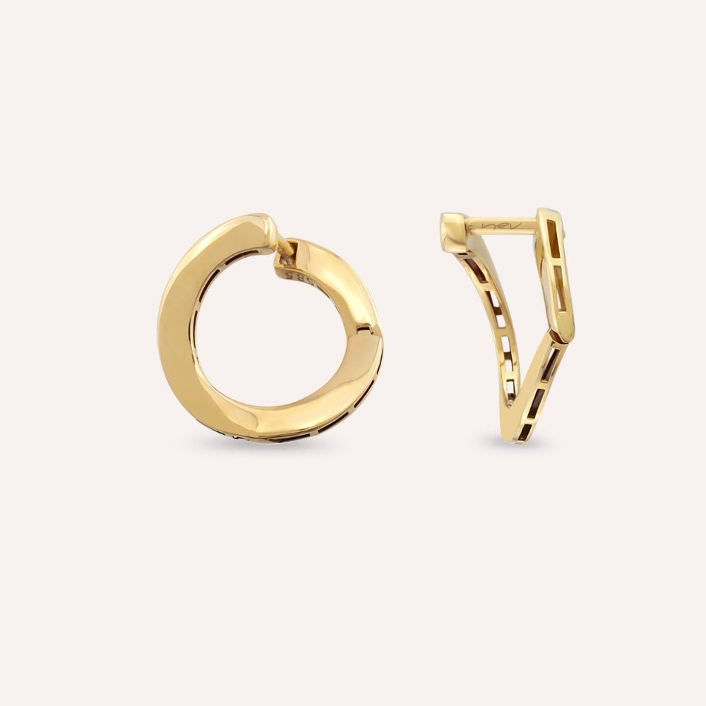 Kalisa Sarı Altın Halka Küpe - Nev Jewellery (1)