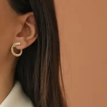 Kalisa Sarı Altın Halka Küpe - Nev Jewellery (1)