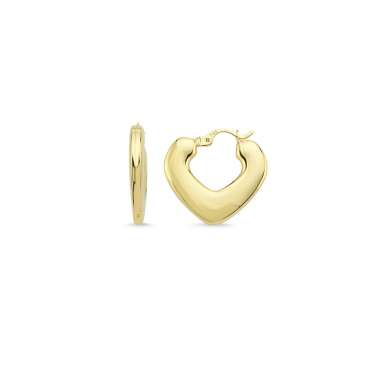 Kalp Tasarım Sade Halka Küpe - NEV JEWELLERY (1)