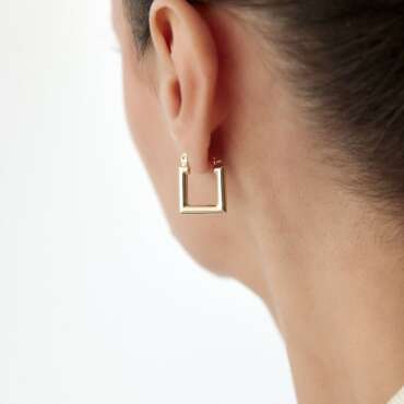 Kare Halka Sade Küpe - NEV JEWELLERY