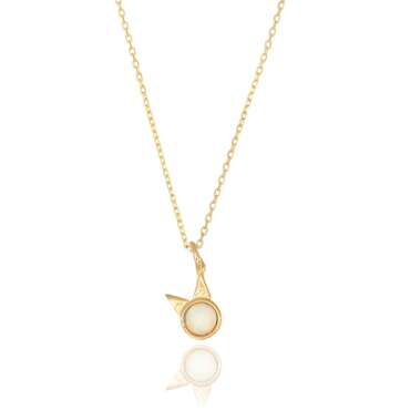 Kedi Kulak Sedef Taşlı Kolye - NEV JEWELLERY