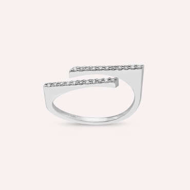 Keen 0.24 CT Pırlanta Taşlı Beyaz Altın Yüzük - Nev Jewellery